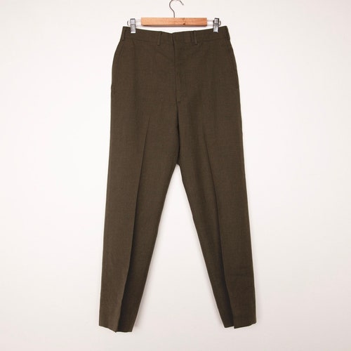 Olive Green Wool Trousers Cargo Style 