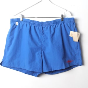 vintage HOBIE cobalt blue & red DEADSTOCK still tagged SURF swim shorts swimwear -- men's size X.L. -- Free shipping U.S.A
