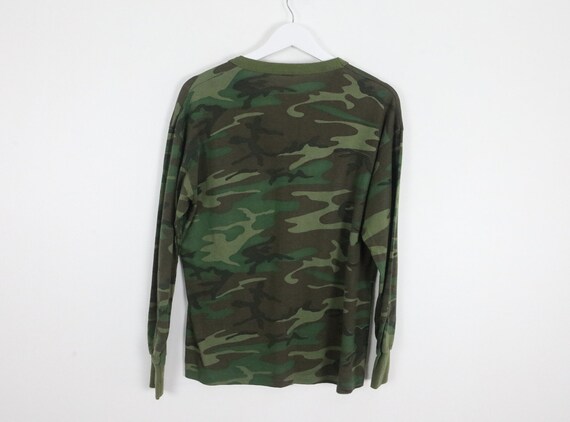 ★BADBLOOD★ Cosmo Reflective Ringer T-Shirt Green Camo Vintage 1980s CAMO Long Sleeve Camouflage Grunge Ringer T