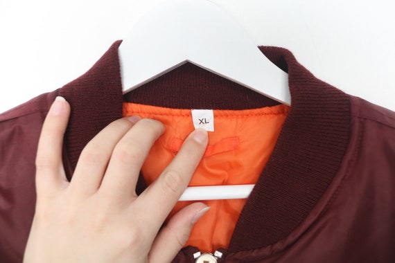 vintage BOMBER jacket maroon & orange aviator sty… - image 3