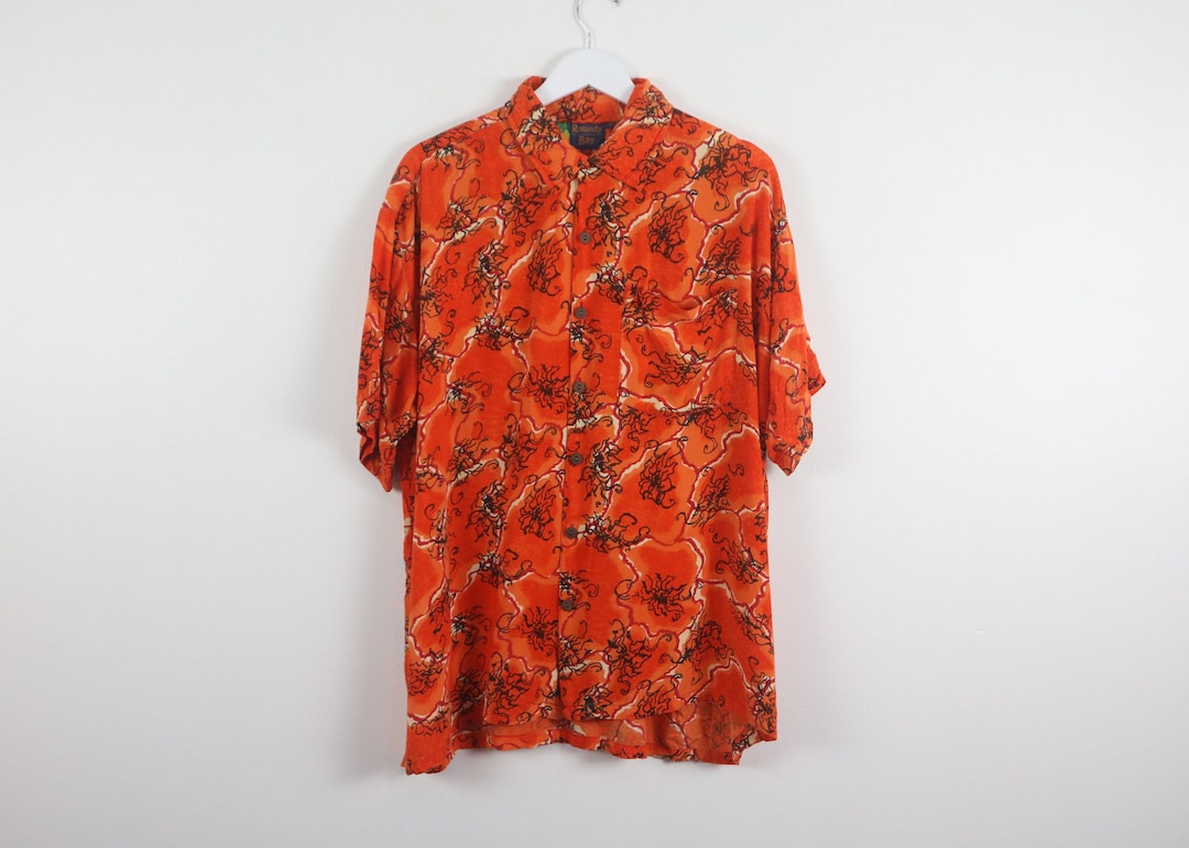 90s Floral Print PoloShirt Vintage Unisex Streetstyle Short sleeved  Summer shirt