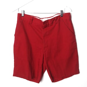 vintage MID-century maroon/red OXFORD 1950s spring/summer SHORTS -- waist size 32 inches - Free shipping U.S.A
