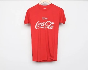 Vintage COCA-COLA 1980s single stitch red and white coke classic vintage 80s t-shirt -- size small