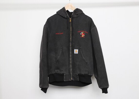 Vintage Men's Black Carhartt Chore Hoodie Jacket Vintage Heavy Coat -- Men's Size Large