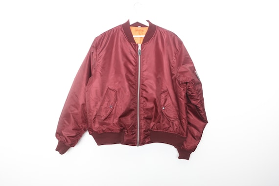 vintage BOMBER jacket maroon & orange aviator sty… - image 1