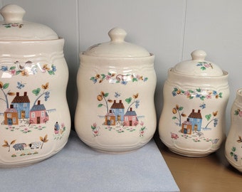 Vintage International China Company Heartland Glass canister set of 4, perfect condition, one owner