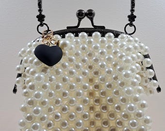 Luxury beaded bag. DIY. Pearl bag, accessory. Vintage bag. Designer bag