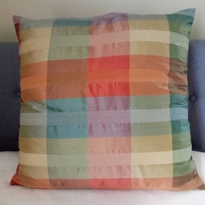 IRIDESCENT MULTI SILK Turquoise Orange Gold Pillow Cover