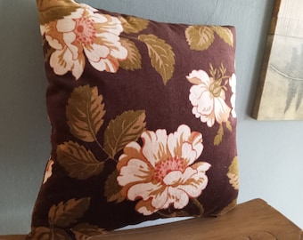 Ralph Lauren Grandby Floral Velvet Aubergine Cream Olive Green Designer Fabric Pillow Cover