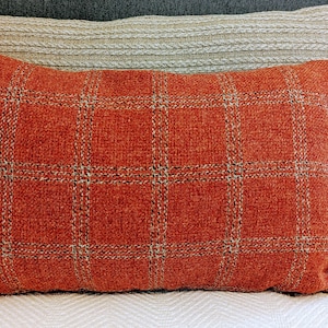 Amber Bute Mulberry Lee Jofa Wool Plaid Orange Pillow Cover