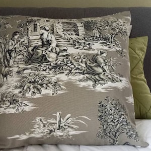Landleben-Zinn Grau Toile Golding Marquette Baumwolle Kissenbezug