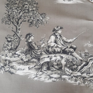 COUNTRY LIFE PEWTER Tischläufer aus grauer Toile-Golding-Marquette-Baumwolle