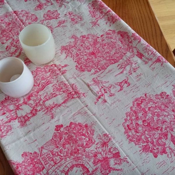 RED CREAM TOILE Table Runner All Sizes