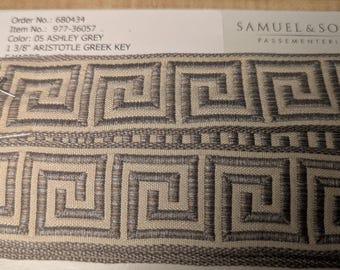 Samuel and sons Aristotle Greek Key 1 3/8 5 yds 05 Ashley Grey