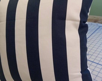 Navy and White Stripe Outdoor Pillow Cover