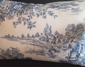 WOODLAND TOILE Blue White Schumacher Cotton Pillow Cover