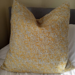 Textured Chenille Gold Gray Silver Blue Yellow Modern Tweed Pillow Cover