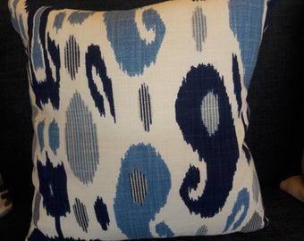 FAZIL BLUE Ikat John Robshaw Fabric Pillow Cover