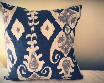 INDIGO LEINEN IKAT Kissenbezug