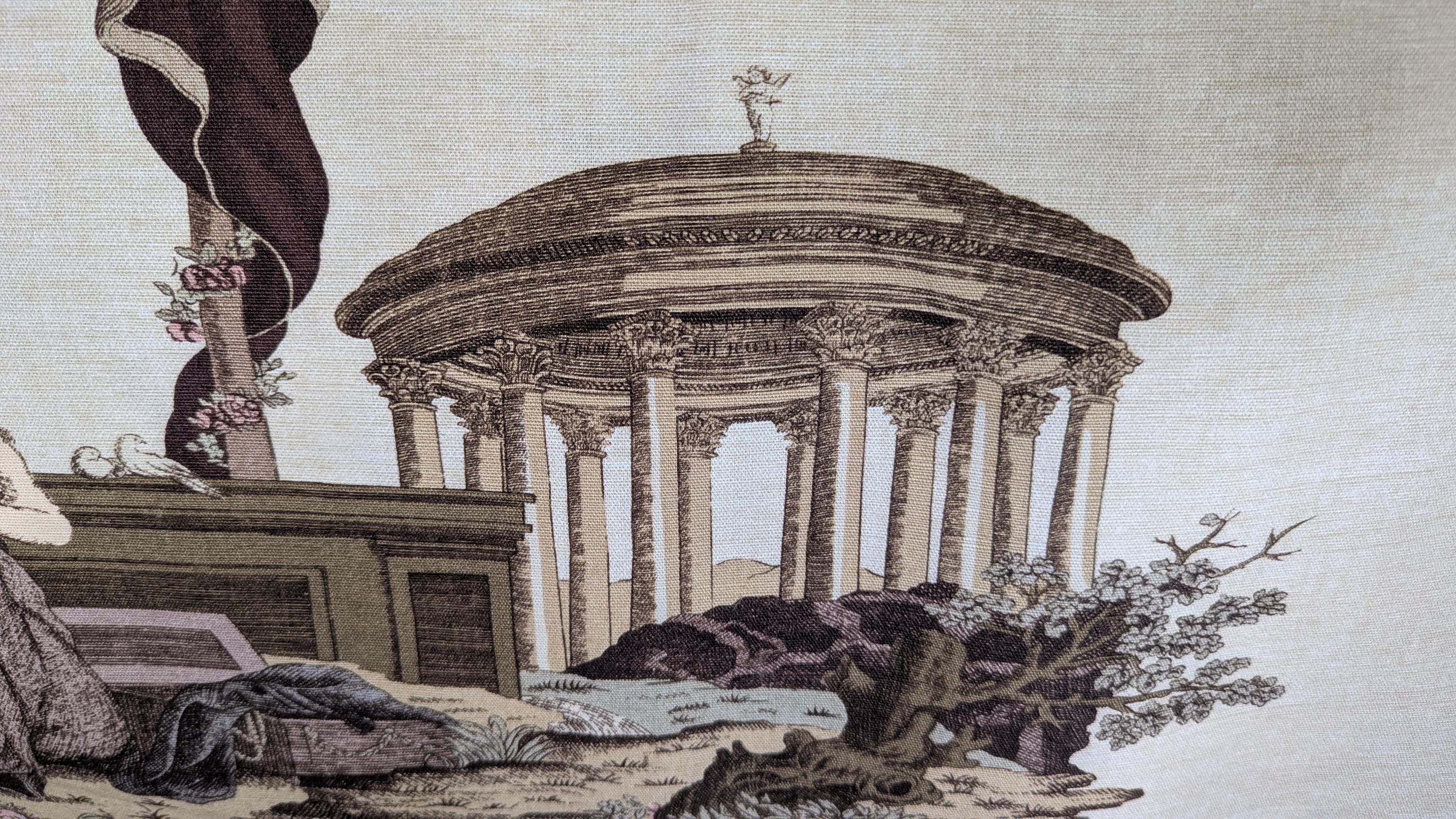 ヴィンテージ 復刻トワルドジュイ 1784年パリ気球飛行版画 ∞付ピローカバー ヴィンテージ 復刻トワルドジュイ 1784年パリ気球飛行版画 ∞付ピロー