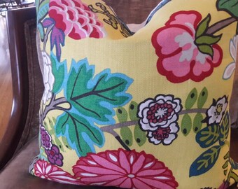 Yellow Chiang Mai Dragon Schumacher Dragon Pillow Cover