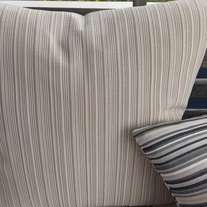 Schumacher MARBELLA STRIE DRIFTWOOD Tan Stripe Outdoor Pillow Cover