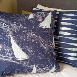 SEGELBOOTE oder RUDER Indigo Aqua Indoor Outdoor Kissenbezug Versandfertig!
