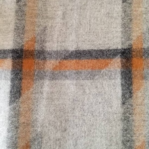 Orange Gray Camira Landscape Balance Wool Modern Plaid Tartan Throw Blanket Bed Scarf
