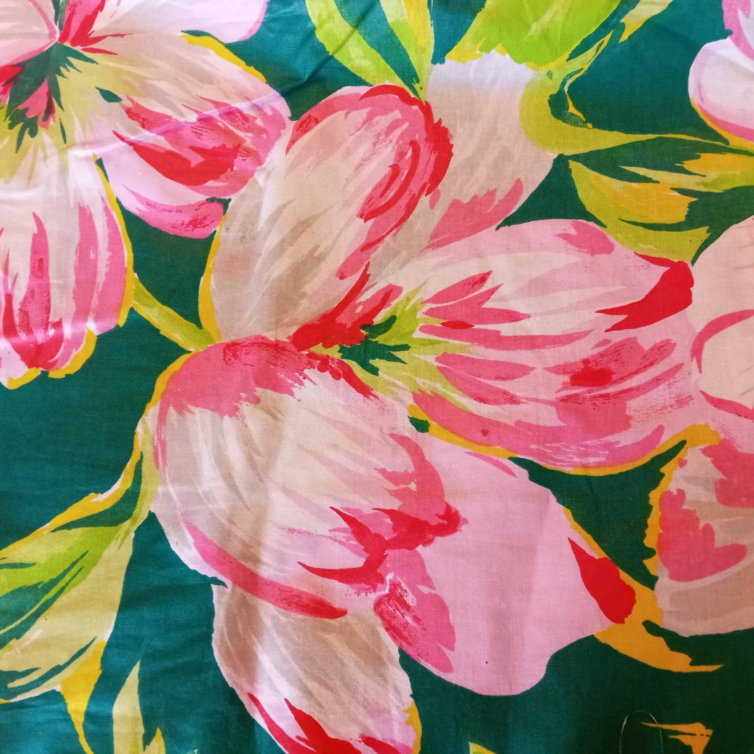 VINTAGE TROPICAL FLORAL Cotton Pillow Cover Etsy