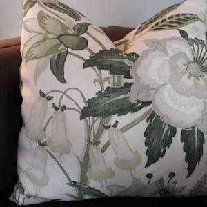 Davenport Greenery Lee Jofa Green/Light Green Linen Pillow Cover all sizes