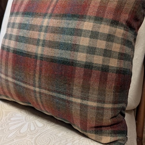 Mulberry Nevis Red/Green Wool Plaid Check Tartan Pillow Cover