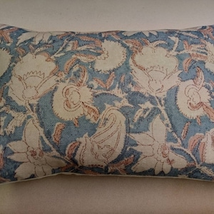 Ralph Lauren WINTHROP BATIK FLORAL Leinen Kissenbezug Taubenblau