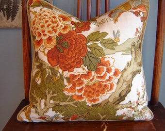 Federa per cuscino vintage in lino con motivo botanico