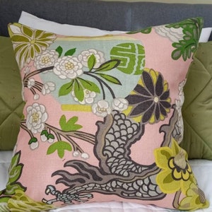 Chiang Mai Blush Pink Schumacher Dragon Pillow Cover