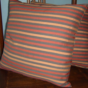 Russet, Graphite, and Gold Striped Pillow Cover 18 inches