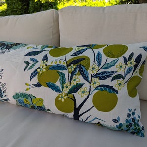 Schumacher Citrus Garden &#39;Pool&#39; Blue Yellow Outdoor Pillow Cover