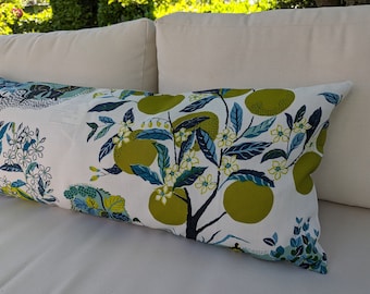 Schumacher Citrus Garden 'Pool' Blue Yellow Outdoor Pillow Cover