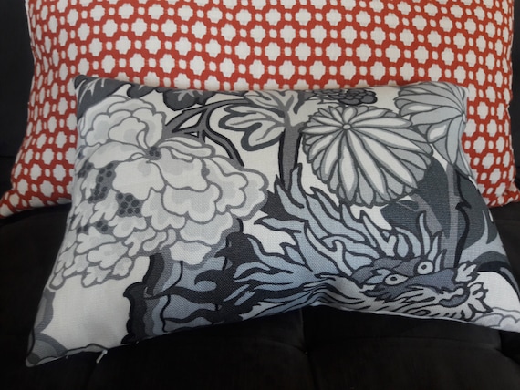 Schumacher Chiang Mai Dragon Pillow Cover Smoke Etsy