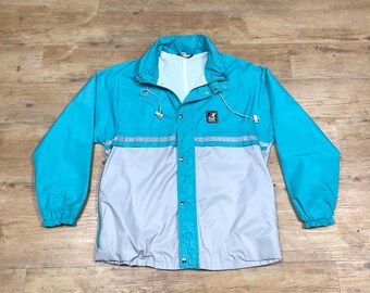 K-WAY Vintage Femme - Taille M - Coupe-vent Léger Blanc Jaune Vert - Excellent état