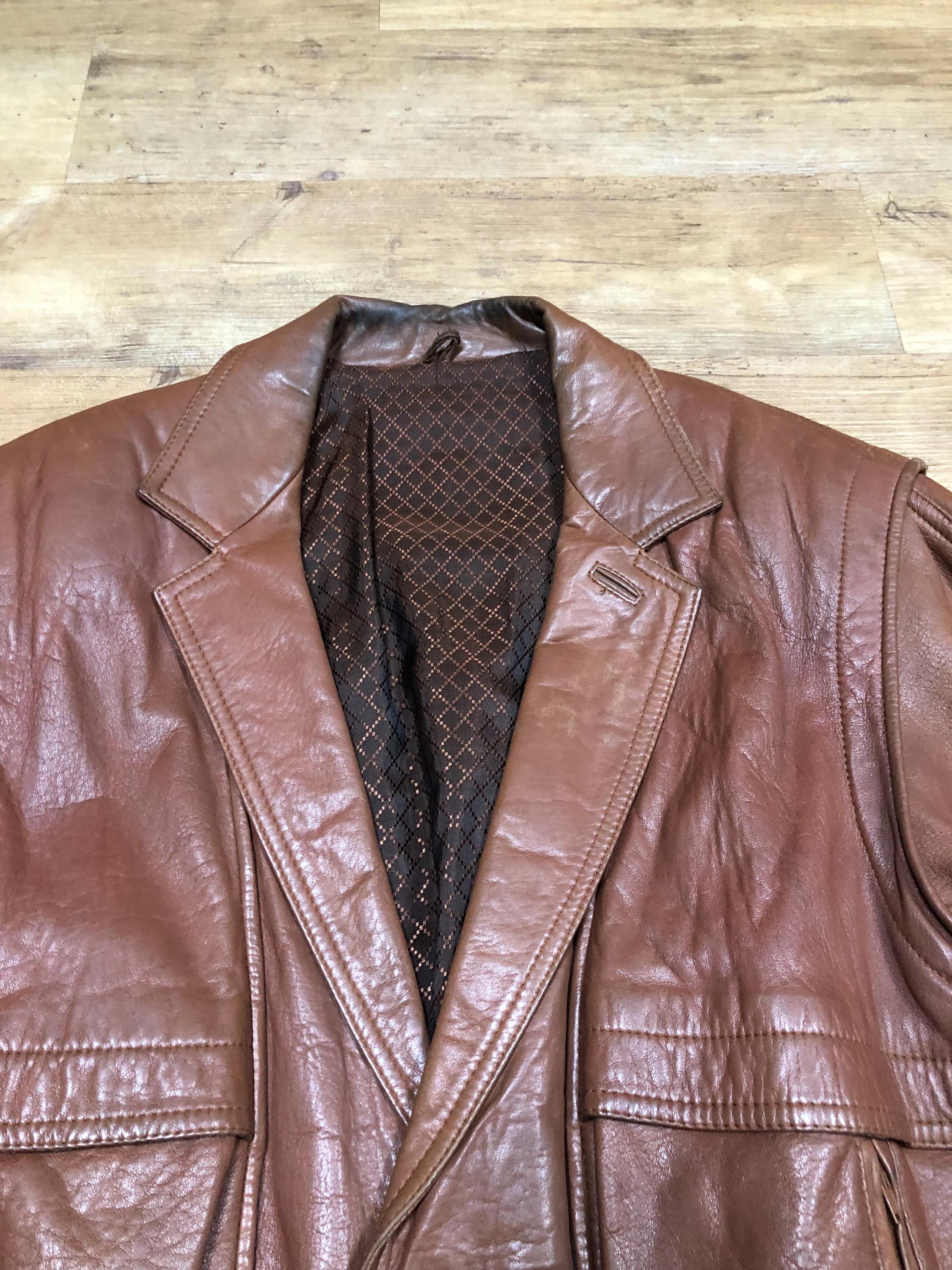 Vintage Leather Jacket Leather Bomber Jacket Suede Retro Size L