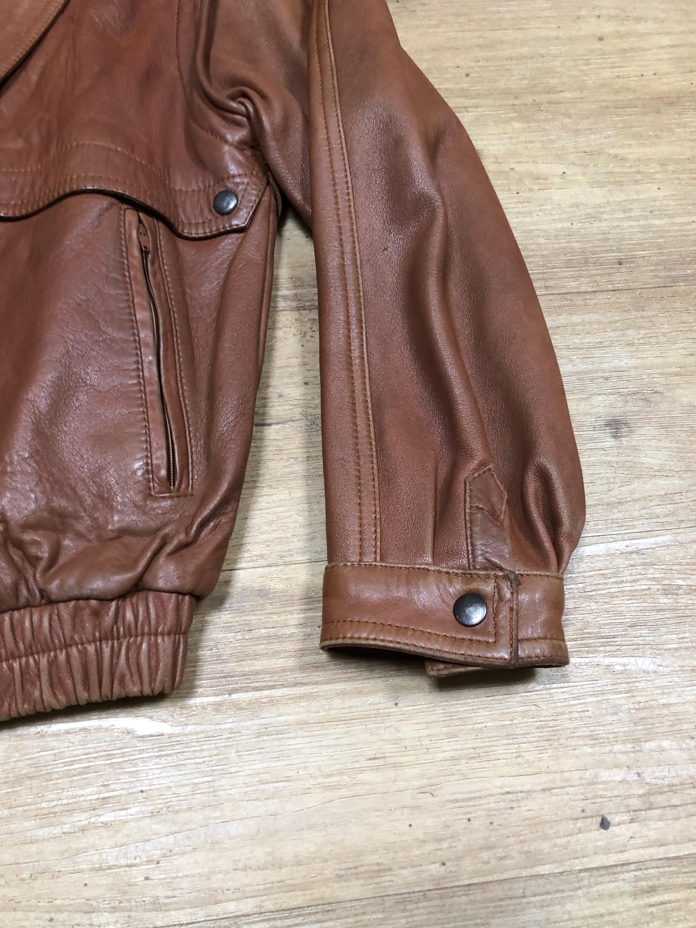 Vintage Leather Jacket Leather Bomber Jacket Suede Retro Size L