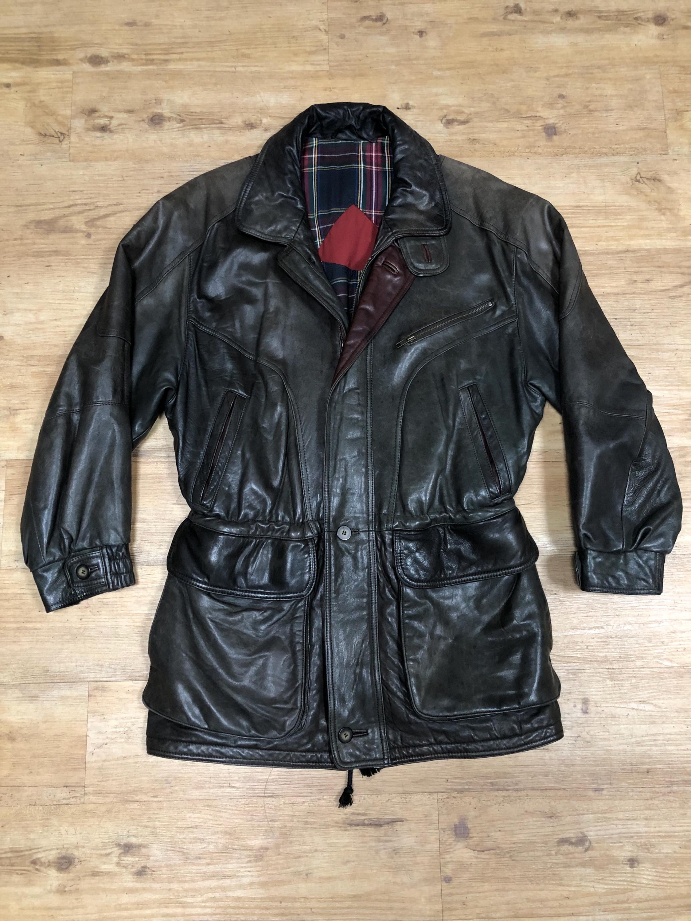 Vintage Leather Jacket Leather Bomber Jacket Suede Retro Size L