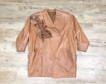 Chaqueta de cuero vintage Ars, chaqueta bomber de cuero, chaqueta de gamuza retro, talla M-L, Y2K, años 90 y 80, chaqueta, pulóver, abrigo pesado de gran tamaño, patrón Parker