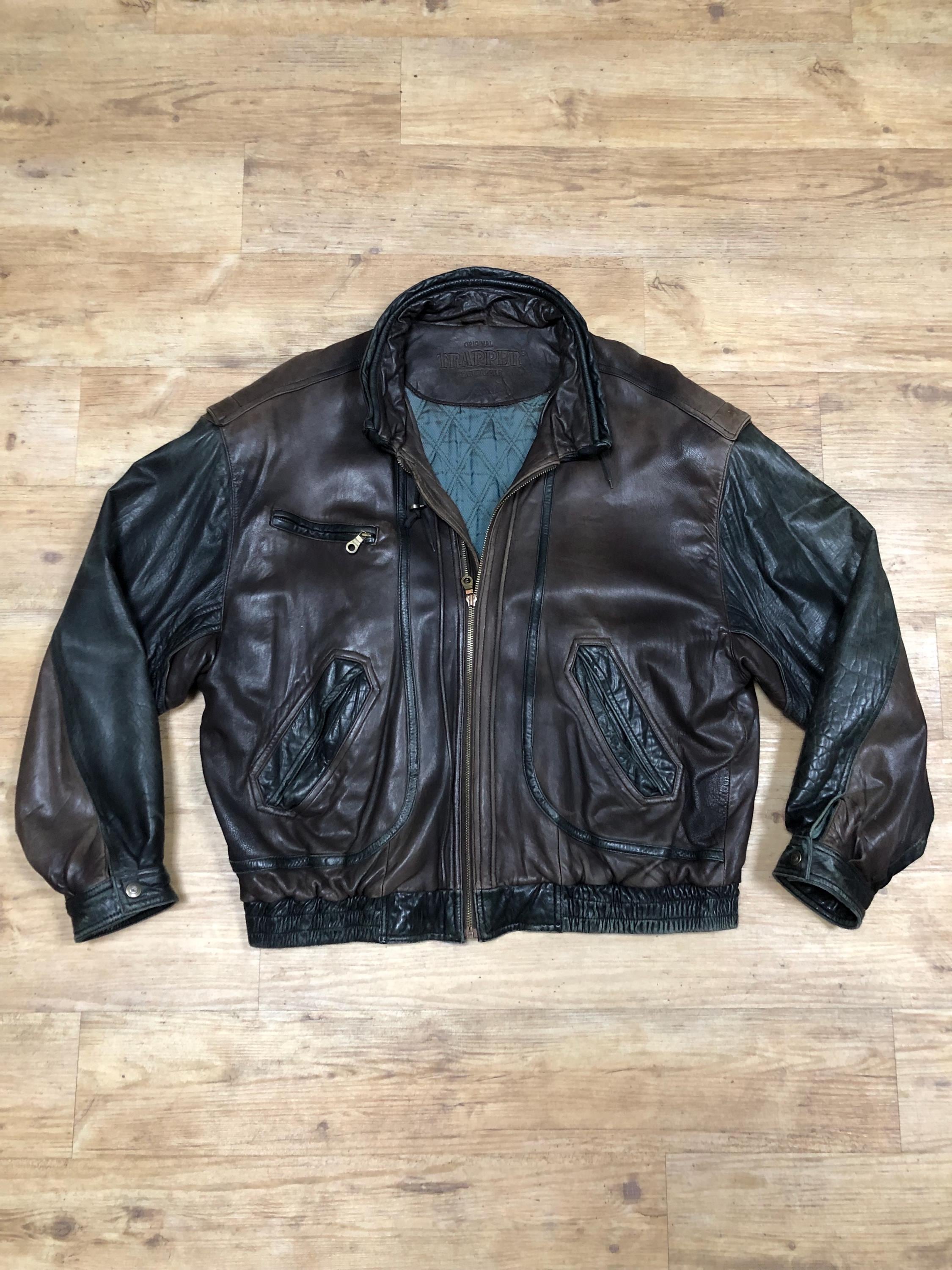 Original Trapper Vintage Leather Jacket Leather Bomber Jacket