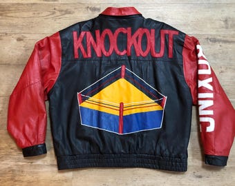 Vintage Leather Jacket Leather Bomber Jacket Suede Retro Size L