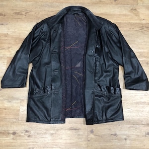 Vintage Leather Jacket Leather Bomber Jacket Suede Retro Size L-XL Y2K 90s 80s Jacket Blouson Pullover Oversized Heavy Coat Parker Pattern Fashion