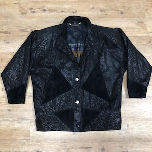 Vintage Leather Jacket Leather Bomber Jacket Suede Retro Size L-XL Y2K 90s 80s Jacket Blouson Pullover Oversized Heavy Pattern Coat Parker Fashion