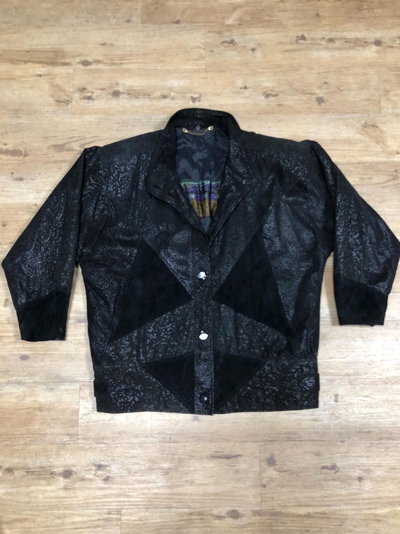 Vintage Leather Jacket Leather Bomber Jacket Suede Retro Size L-XL