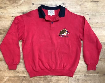 Sudadera con capucha Iceberg Sport ICE Vintage Retro Talla L Años 80 y 90 Suéter Chaqueta Sudadera con capucha Suéter Oso Dibujos animados Cómic Italia Algodón Esquí Nieve Rosa pastel