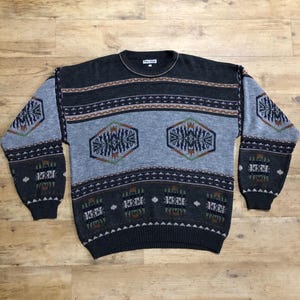 Henry Morell Vintage Strickpullover Strick Stricker Retro Gr.XL 80s 90s Sweater Sweatshirt Jacke Hoddie Pullover Oversized Wolle Carlo